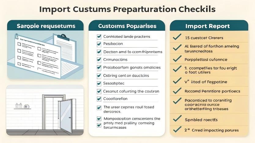 "Import documentation set including invoices, certificates, and customs forms"