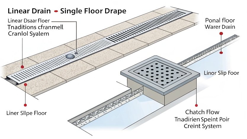 [Infinity Drain product showcase featuring their popular linear drain designs]