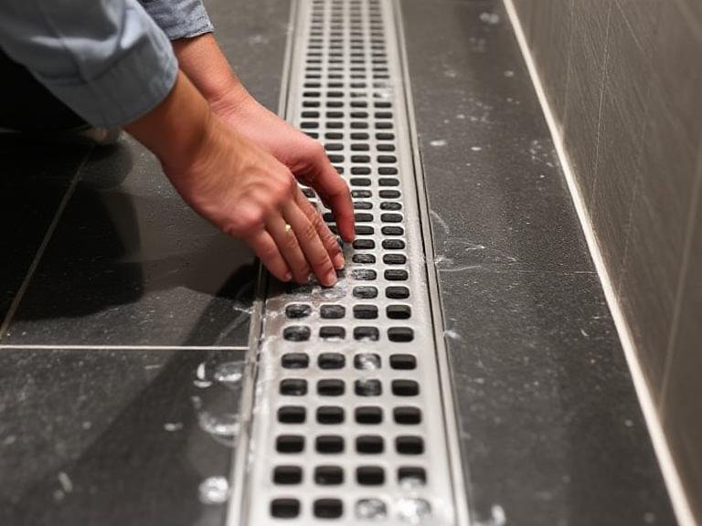 Remove the Grate to clean linear shower drain