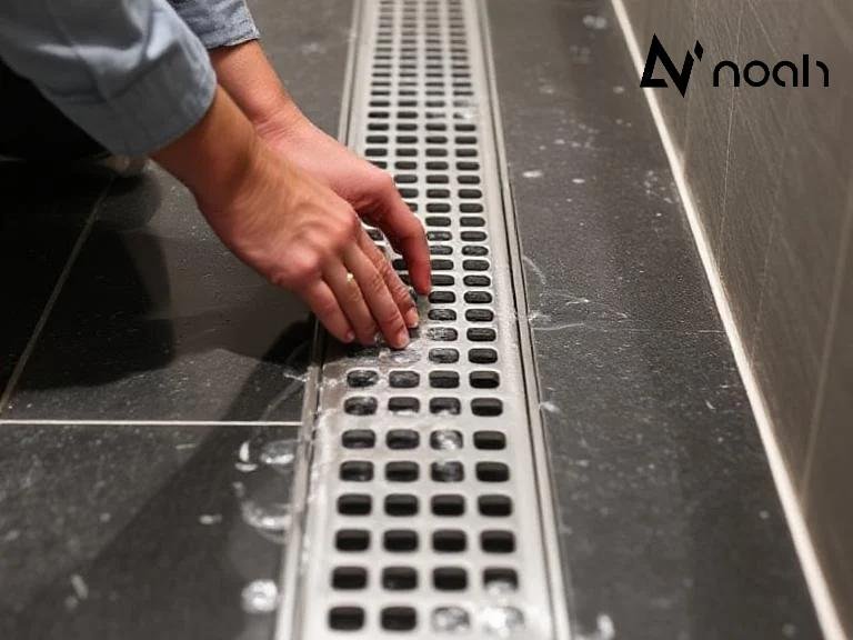 Remove the Grate to clean linear shower drain